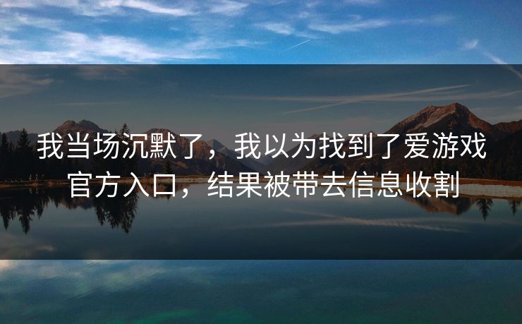我当场沉默了，我以为找到了爱游戏官方入口，结果被带去信息收割