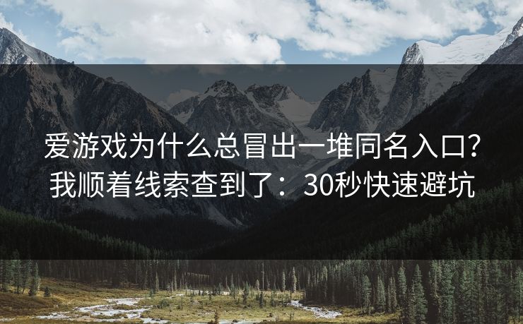 爱游戏为什么总冒出一堆同名入口？我顺着线索查到了：30秒快速避坑