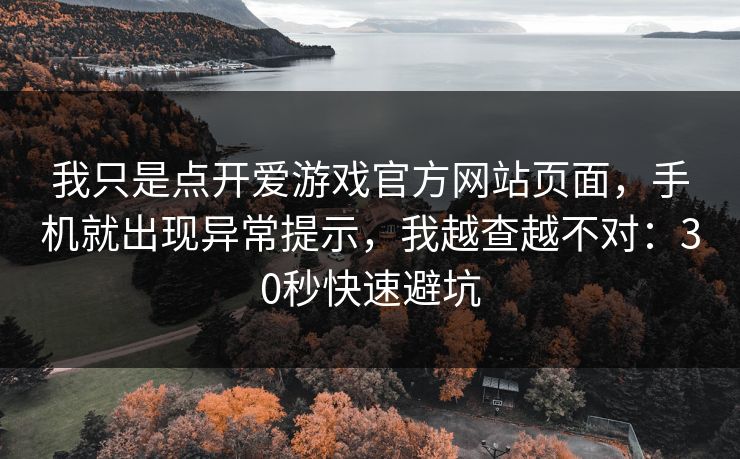 我只是点开爱游戏官方网站页面，手机就出现异常提示，我越查越不对：30秒快速避坑