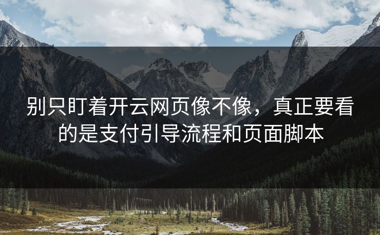 别只盯着开云网页像不像，真正要看的是支付引导流程和页面脚本