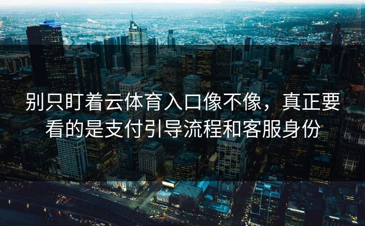 别只盯着云体育入口像不像，真正要看的是支付引导流程和客服身份