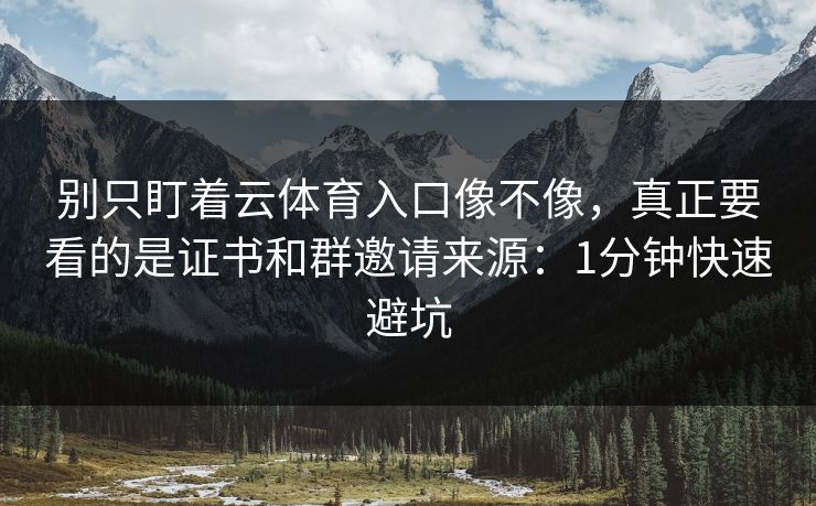 别只盯着云体育入口像不像，真正要看的是证书和群邀请来源：1分钟快速避坑